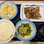 松屋 - 牛焼肉定食（ご飯特盛）＋焼肉小鉢ねぎネギ