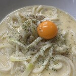 四ツ木製麺所 - かすボナーラ