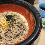 Soba Dokoro Tombo - ざる蕎麦(税込810円)《2玉》《蕎麦は1~3玉:同一料金》
                トッピングは刻み海苔、天かす
                つゆは鰹節出汁に醤油を合わせていると思いますが、香りはそれほど
                蕎麦は二八蕎麦ではなさそうな・・・