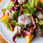 Oyster confit salad ~ served with warm egg ~