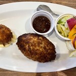 TSUMUGI Kitchen - ハンバーグステーキ&カニクリームコロッケランチ（1680円）