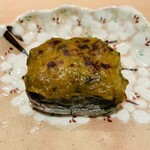 新日本料理おぶね - ▫︎春菊を練り込んだお豆腐
      →ねぎ味噌