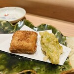 新日本料理おぶね - ▫︎ふきのとう(青山椒)、浜名湖の天然うなぎ(赤山椒)