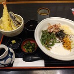 そじ坊 - 大海老天丼と選べるそば(冷やし山菜とろろそば)の定食(^^)