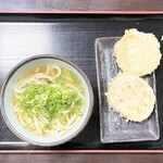 たぬき屋 - かけうどん並・天ぷら（れんこん・たけのこ）