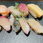 Kurosaki Izakaya Sushitenya - 天ぷらとすし定食(10貫）　¥1,280