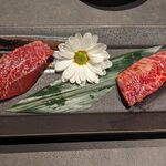 西中州焼肉 きらく - 焼く前の上ハラミとサガリ