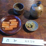 上杉 - 【追加】カラスミに熱燗、お通しは辛子茄子