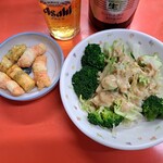 木蘭 - ちょっとビックリする程のサラダや「おかき」が。これで500円は驚きだ。