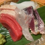 まるさ水産 - 梅膳のお刺身。