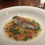 蒼 - 【白甘鯛】★★★★★
      こちらも藤本さんの白甘鯛。
      一旦炭で焼いて出汁で煮込んで再度炭焼きしてスープ仕立てで。
      