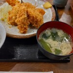 巣鴨ときわ食堂 - ミックスフライ 1,220円、味噌汁 ♪