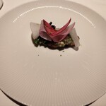 Restaurant Sola - 鰆の藁焼き　季節大根のスライス　菜の花のタプナード　蛍烏賊