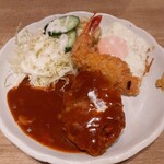 中華洋食食堂　あゆた - 海老フライ、ハンバーグ定食950円