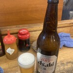 立飲み たきおか - アサヒスーパードライ・大瓶(490円)