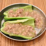 Crispy green pepper with meat filling
