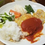 キッチン ブルー グローブ - ご飯、サラダを乗せます