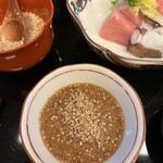 山玄茶 - 山玄茶さんといえば、すり胡麻たっぷりの胡麻ポン酢！これがお造りと合うので不思議です✩.*˚もはやこれじゃないと物足りない感。