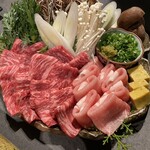 旅籠 香乃蔵 - 鍋物　大分和牛と九重ポークのハリハリ鍋