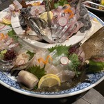 旅籠 香乃蔵 - 豊後水道活魚盛り合わせ　鯵　関鯖　エンガワ　等