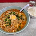 麺屋めん吉 - もつ辛ラーメン (730円)、小ライス (100円)