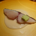 蒼 - さかな人長谷川さんの神経〆鰆の藁焼き、お米と中国甘酒のソース