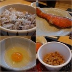 大戸屋 - 鮭は甘塩で美味し、卵と納豆掛けご飯で流し込む