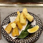 酒場スタンド ウオマル - 本日の揚げ物
安納芋、ネギの天ぷら