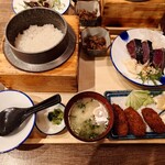 Ryuuji Mmaru - 藁焼き鰹のたたきとカキフライ定食