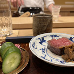 杢兵衛 - 香の物　和牛一口ステーキ　蕗味噌