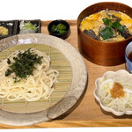 Grilled Oyako-don (Chicken and egg bowl) set meal (udon hot/cold)