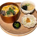 Grilled Oyako-don (Chicken and egg bowl) (with mini udon)