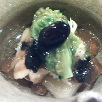 明庵 - 蟹身、数の子、菜の花、黒豆をポン酢のジュレで