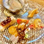 今石飯店 涼華 - 小長井牡蠣と前菜盛り合わせ