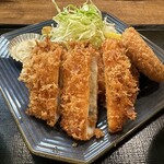 浜焼き海鮮居酒屋 大庄水産 - 【2024.3.6(水)】イカフライとメンチカツ定食（並盛）980円のイカフライとメンチカツ