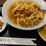 Fukuei mon - 週替りランチB.叉焼葱つゆそば+半チャーハン定食930円ザーサイ、デザート付き