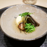 新ばし 星野 - 「炊合せ」筍、蕨、蕗、菜の花、飯蛸 2024年3月