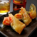 Italian Cuisine style tomato cheese spring rolls