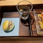 BURRATA - 最中ゴルゴンゾーラムースともずくペペロンチーノ