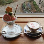 Rozu Kafe Kaze No Ga-Den - 抹茶と桜が香る“さくらパフェ”＆桜のカフェラテ　