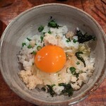 Inaseya - 山わさび飯+生卵。醤油を少し垂らしたら激ウマ。
