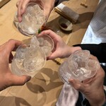 すしやのたい悟 - 皆で、森伊蔵で乾杯です♪