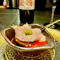 串揚げPyon - 下仁田葱のすき焼き風　卵黄たっぷり