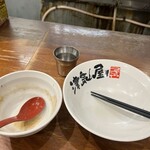 つけ麺 津気屋 - 完食。つけ麺ってつけ汁も割って飲んじゃうから、ラーメンより塩分摂取量が多そうだと気付く。