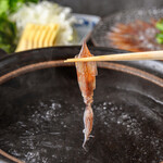 旬菜魚 藍 - 蛍烏賊のしゃぶしゃぶは、終わった後の肝たっぷりの濃厚な御雑炊をお忘れ無く！！
