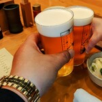 練馬 鳥長 新潟 - 先ずは生ビールで乾杯 ( ^_^)/□☆□＼(^_^ )