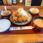 Tonkatsu Fujiyoshi - ミルフィーユと鶏唐揚げ定食（ゆず胡椒）