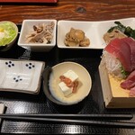 Sanjoukomachi Oodooriten - 産直鮮魚の刺身と豆皿5種盛り