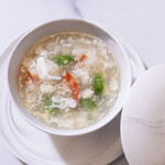Thick soup with three kinds of Seafood Unzen egg white preparation