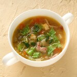 Minestrone with spring cabbage and bacon